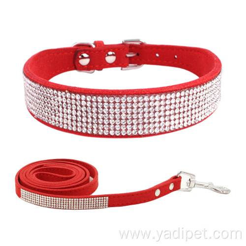 luxury diamond soft pet dog collar match